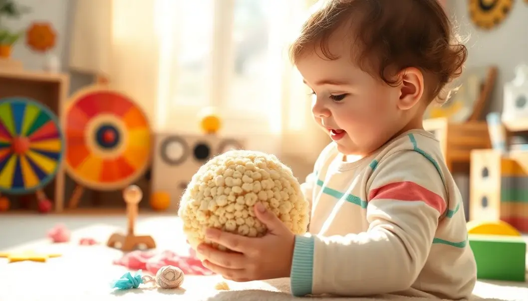 A couple lovingly engages in sensory play with their child, fostering development.